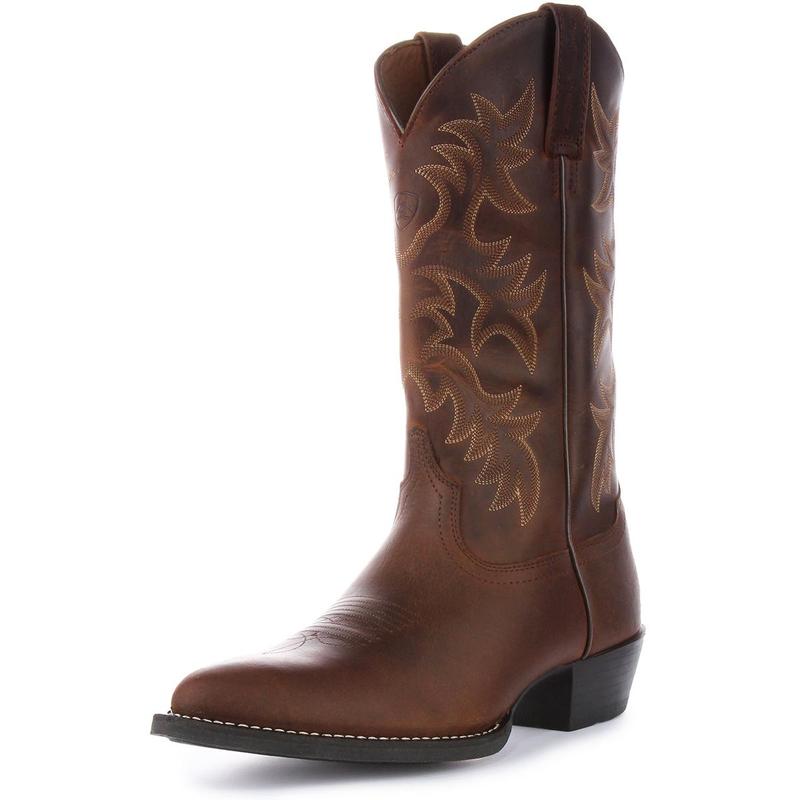 Ariat Brown Heritage 6 Row Stitching R Toe Western High Men's Leather Ankle Boots 5