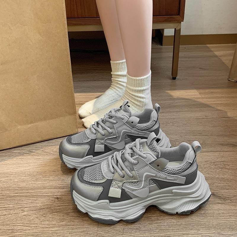 Women's shoes women's 2024 new mesh breathable running casual thick-soled heightening sports shoes Trainer Walking Shoes 4