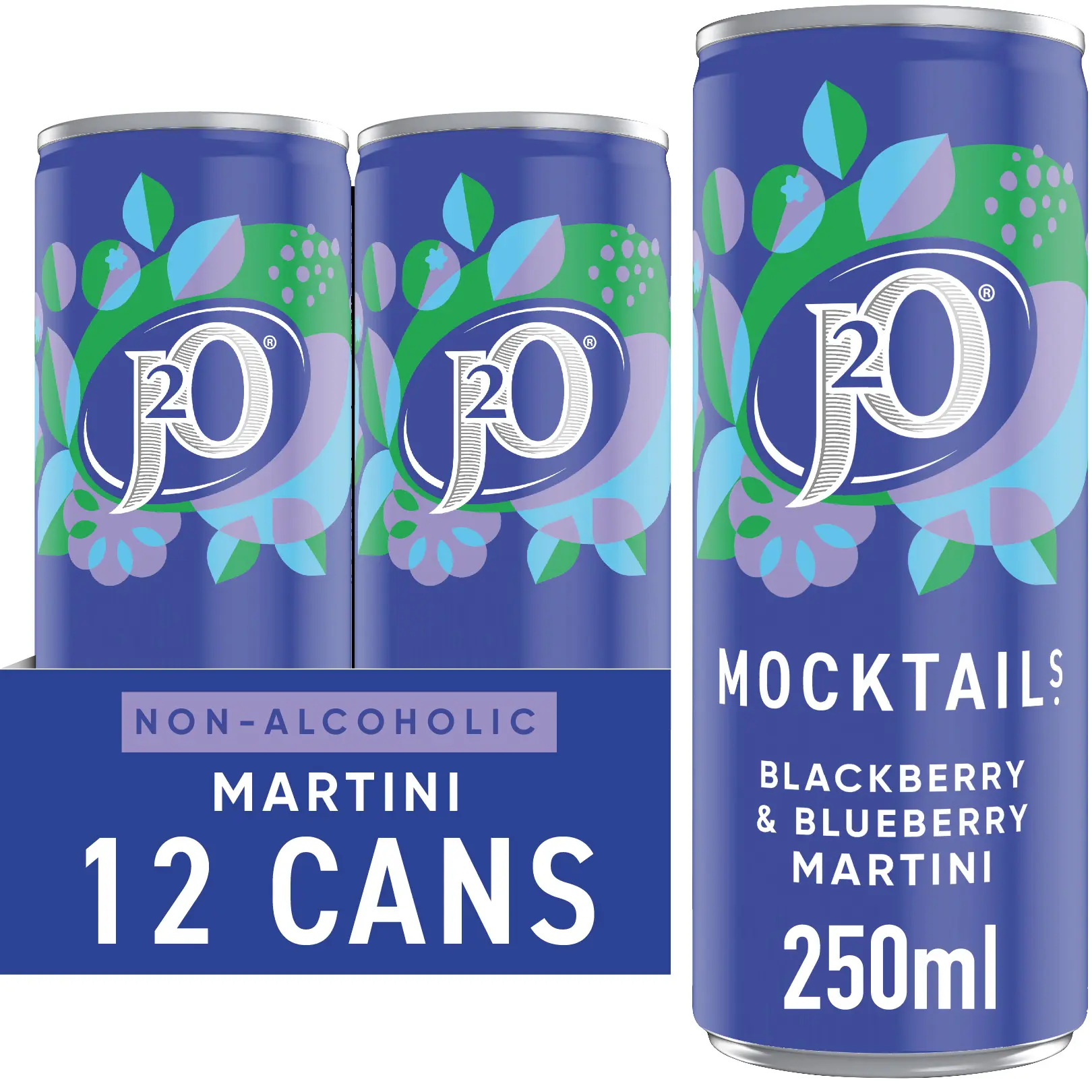 J2O Blackberry & Blueberry Martini Mocktail 12x250ml Cans