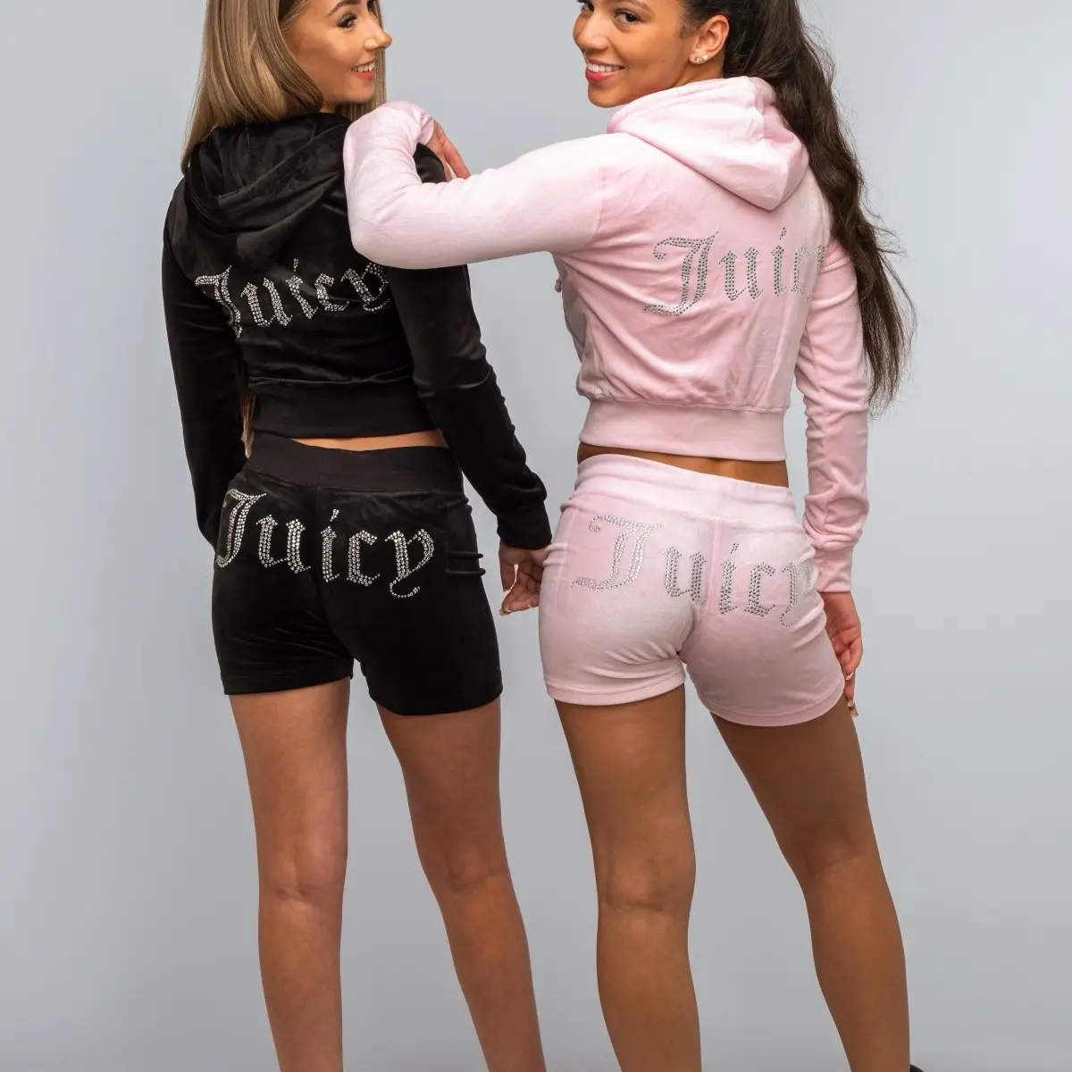 Cropped Jacket and Short Set Velour with Bling