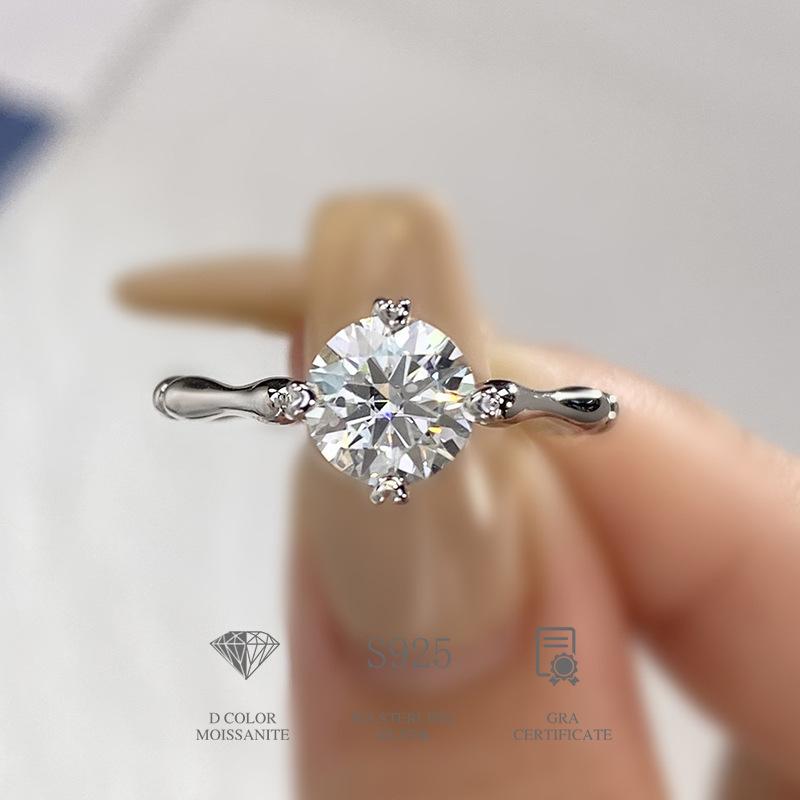 925 Sterling Silver Bamboo Design Proposal Moissanite Ring8