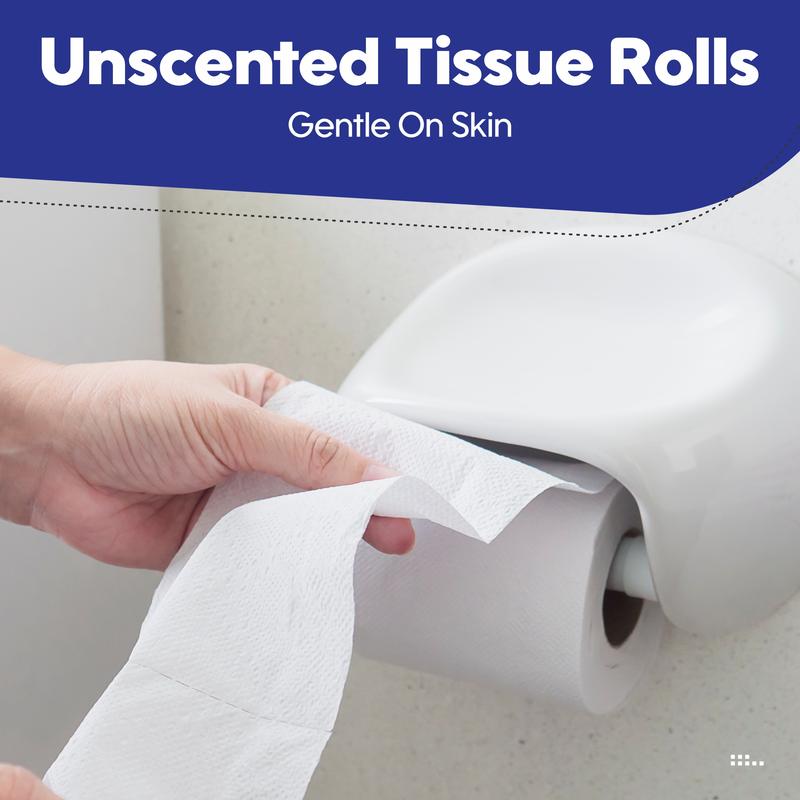 45 x Toilet rolls 3Ply, 24 x Kitchen Rolls, 6 x Blue Centrefeed Rolls, Luxury Quilted, Soft and gentle, Flushable Eco-friendly Disposable Sustainable, Family Sheets Wipes soft Bathroom Set 1