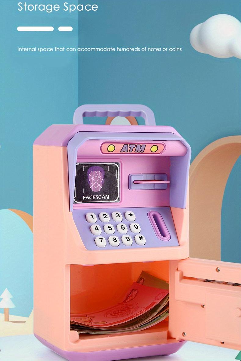 Product Introduction of New Simulated Human Face Recognition ATM Machine Piggy Bank, Children's Multi-functional Music Automatic Money Roll Password Box Intelligent Voice Tips Savings Bank Toys 5
