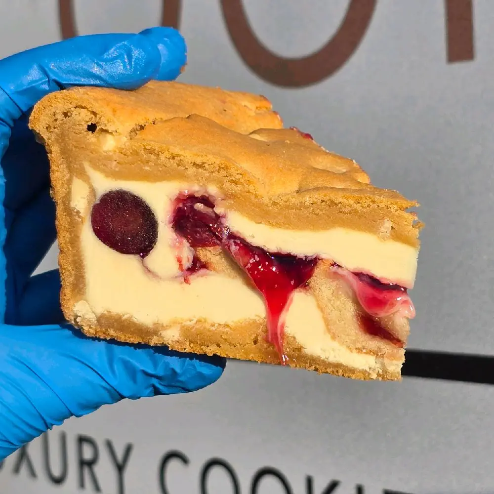 Cherry Bakewell Cookie Pie Slice White Chocolate Dessert
