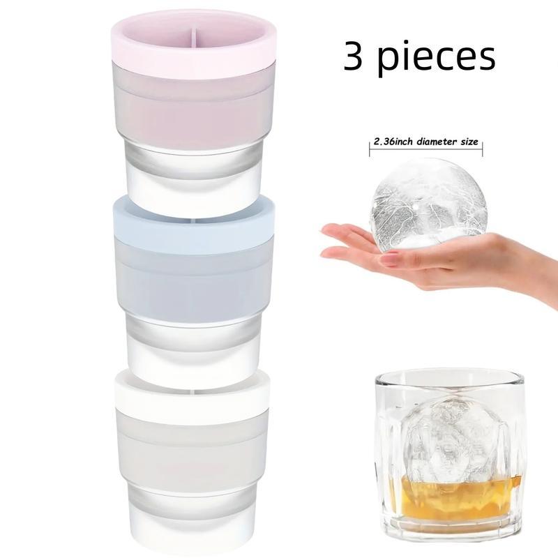 Ice Ball Maker Mold, Reusable 2.5 inch ice cube Trays, asy Release siicone Round ice sphere Tray,with lids & Funnel for whiskey, Cocktais & Bourbon Kitchen Utensis 4