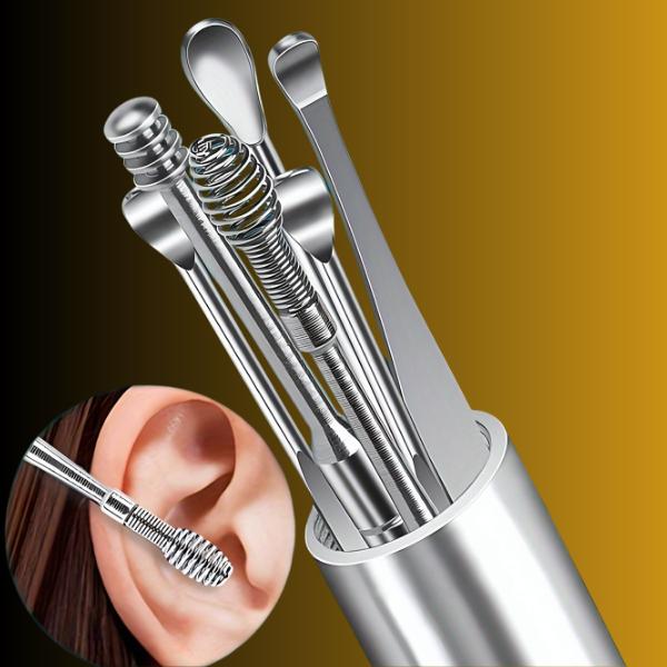 Portable Stainless Steel Ear Wax Removal Kit, Reusable Ear Cleaning Spoons, Ear Picking Tool cleaner 2