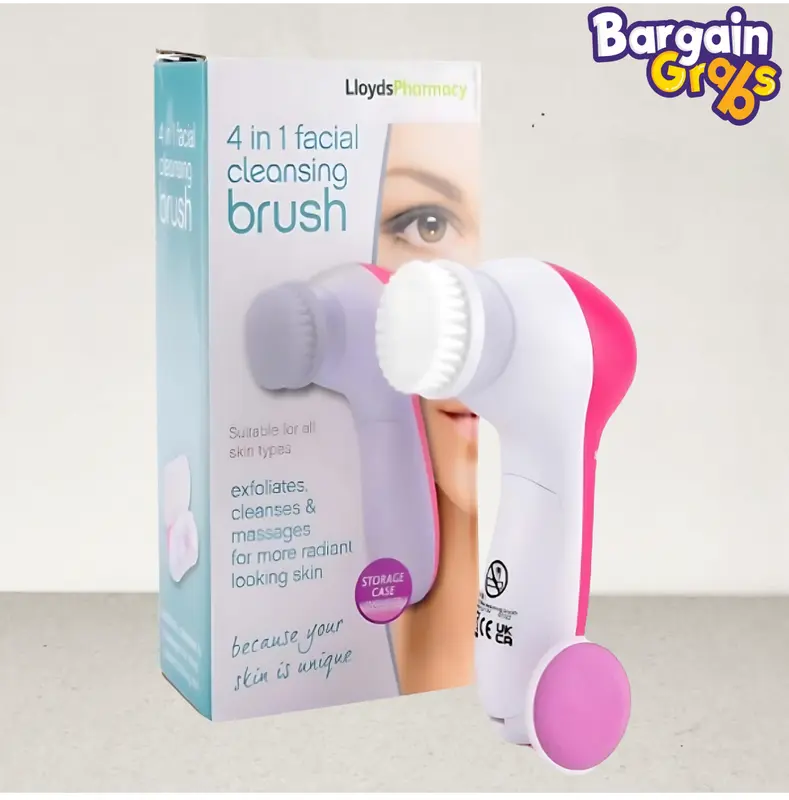 Lloyds Pharmacy 4 in 1 Skin Cleansing Face Brush - NEW - 4 Interchangeable Heads Multifunction Face Cleaning Exfoliating Pores Cleanse Facial Comfort 2