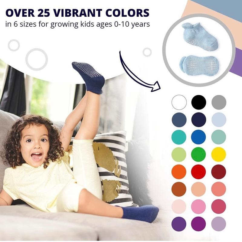 LA Active Baby and Toddler Ankle Socks with Grip - Non-Skid Anti-Slip Kids Socks 0-3 month .Pack of 6 Pairs 2