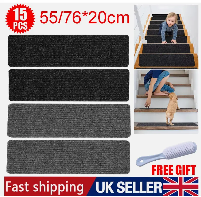 15 Packs Carpet Stair Treads Non-Slip Non-Skid Safety Rug Slip Resistant Kids