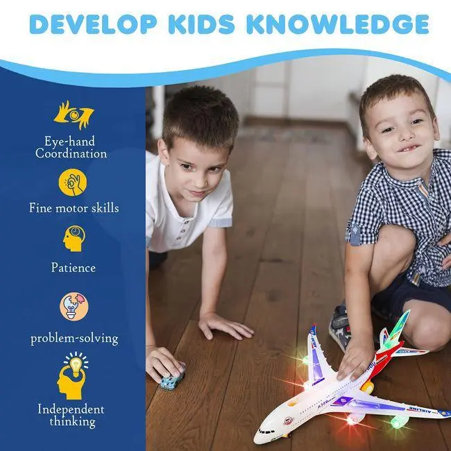 Airplane A380 Kids Electric Light & Sound Bump & Go Toy - Perfect Xmas Gift 2
