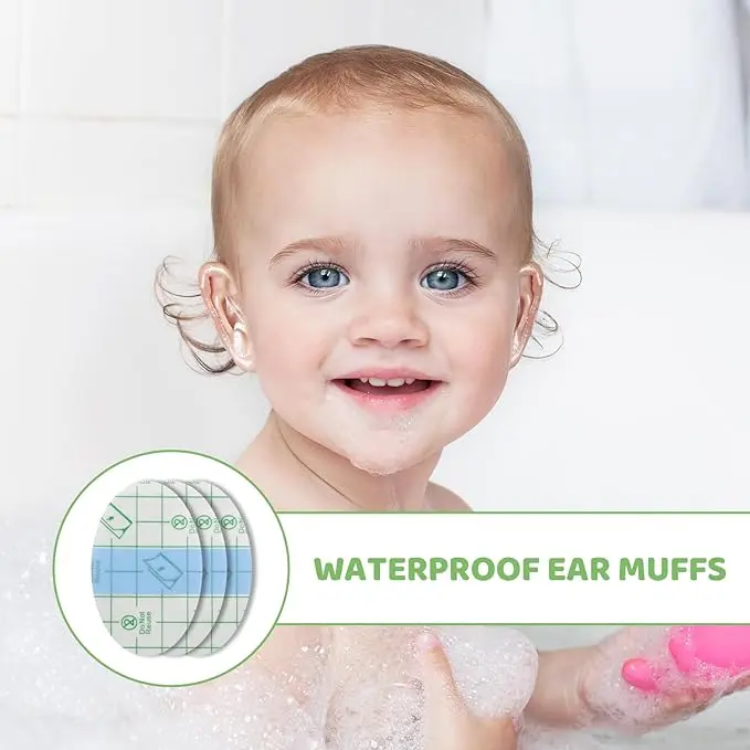 60pcs Ear Covers for Shower Waterproof Ear Stickers Ear Patches Protection Clear Earring Covers for Swimming Surfing Snorkeling Water Sports Breathable Ear Cover for Baby Kids Adults 1