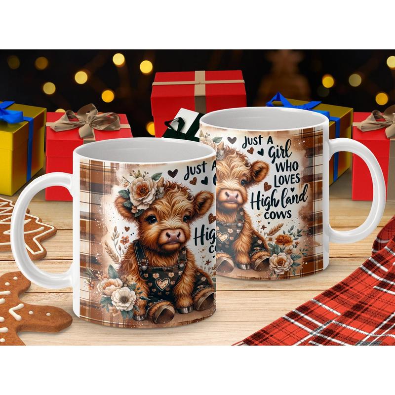 Highland Cow Mug Just a Girl Who Loves Highland Cows Cute Farm Animal Lover Gift Highland Cow Art Coffee Tea Mug Drinkware Washable Ceramic Cup obsession 7