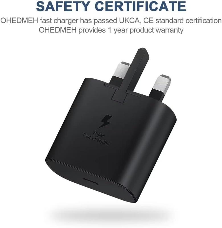 USB-C Fast Adapter Charger Plug, Type-C Fast Charging Cable, USB Mains Wall Charger with Type C Cable for Galaxy S24/S23/S22/S21/S20/A55/A54/A53/S22/S22/S21/S23Ultra, S22 Ultra, S21 Ultra, A34/33/73/72/71/52 Secure And Reliable Mobile Cellphone smartphone 5