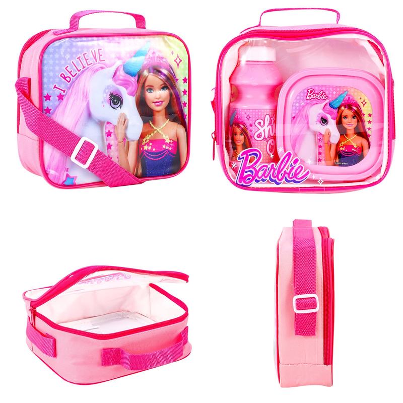 Barbie 3 piece Insulated School Lunch Bag Set 2