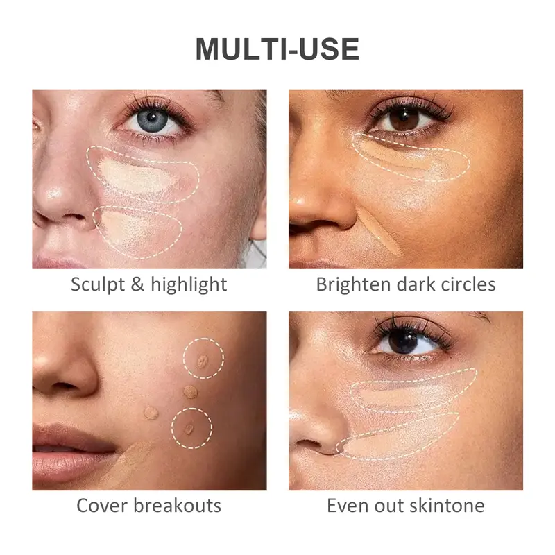 Canusa Concealer Full Coverage Tri-Color Foundation with Waterproof Formula - Flawless 2