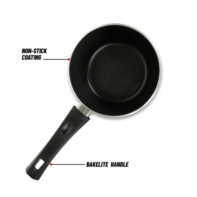 Klassic Nonstick Sauce Pan, Boiling Pot, Milk Pot n pan - Suitable for All Stoves - Durable and Long Lasting Non Stick Coating | Dishwasher Safe | Stay Cool Long bakelite Handle | Induction Compatible | With Glass Lid, ICI UK Non stick coating, 4