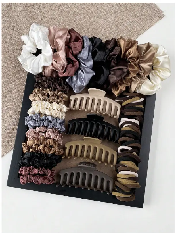 79pcs/Set Hair Accessories Including Hair Ties, Shrimp Hair Clips, And Large Plastic Teeth Hair Claws, Suitable For Various Hair Types And Styles, New 2024 Design