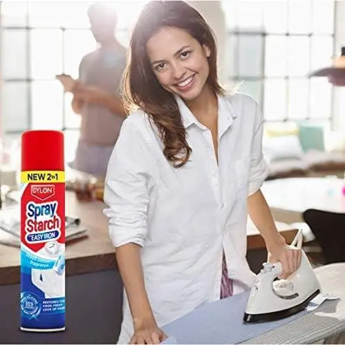 3 X Dylon 2-in-1 Starch Spray with Easy Iron 300ml, Ironing Aid That Restores Look of Fabric and Helps Remove Creases 2