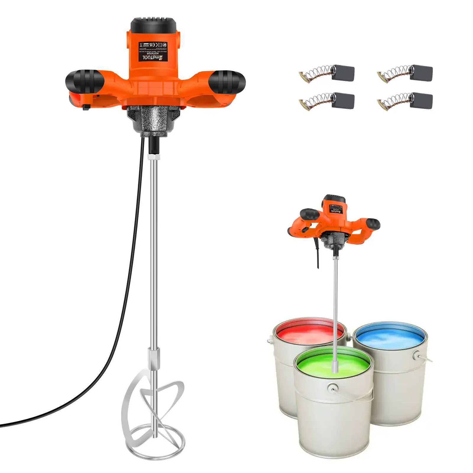 DayPlus Electric Paddle Mixer Concrete Mixer Cement Mixer Adjustable 6 Speed Paint Mixer, Handheld Paddle Drill Mixer Stirring Tool Dual Handle for Mortar Paint Cement Plaster Plastering