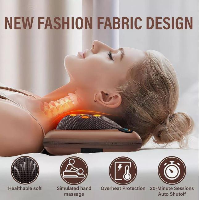 8 Kneading Electric Massagers Pillow Shiatsu Neck Back Lumbar Cushion Home Car Adjustable Handle Relaxing Comfort 1
