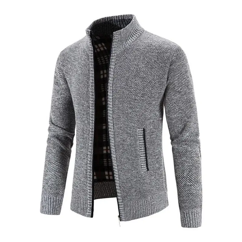 Men's Winter Jacket Pocket Zipper Mock Neck Heated Jacket, Classic Slim Long Sleeve Thermal Outerwear for Fall & Winter, Cold Weather Gear, Menswear