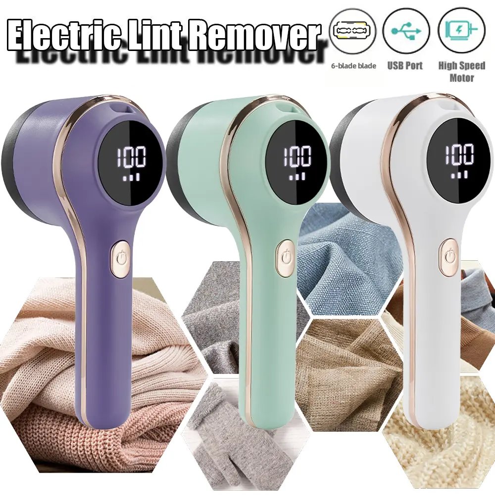USB Rechargeable Lint Eraser - Portable Handheld Electric Clothing Shaver with Cleaning Brush for Carpets, Travel Essentials, and House Accessories