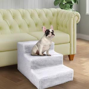 Fleece Covered Pet Stairs for Cats & Dogs - Portable Pet Stairs Cat Bed Dog Bed Sofa Grey Pet Beds Sofas & Mats Dog Beds