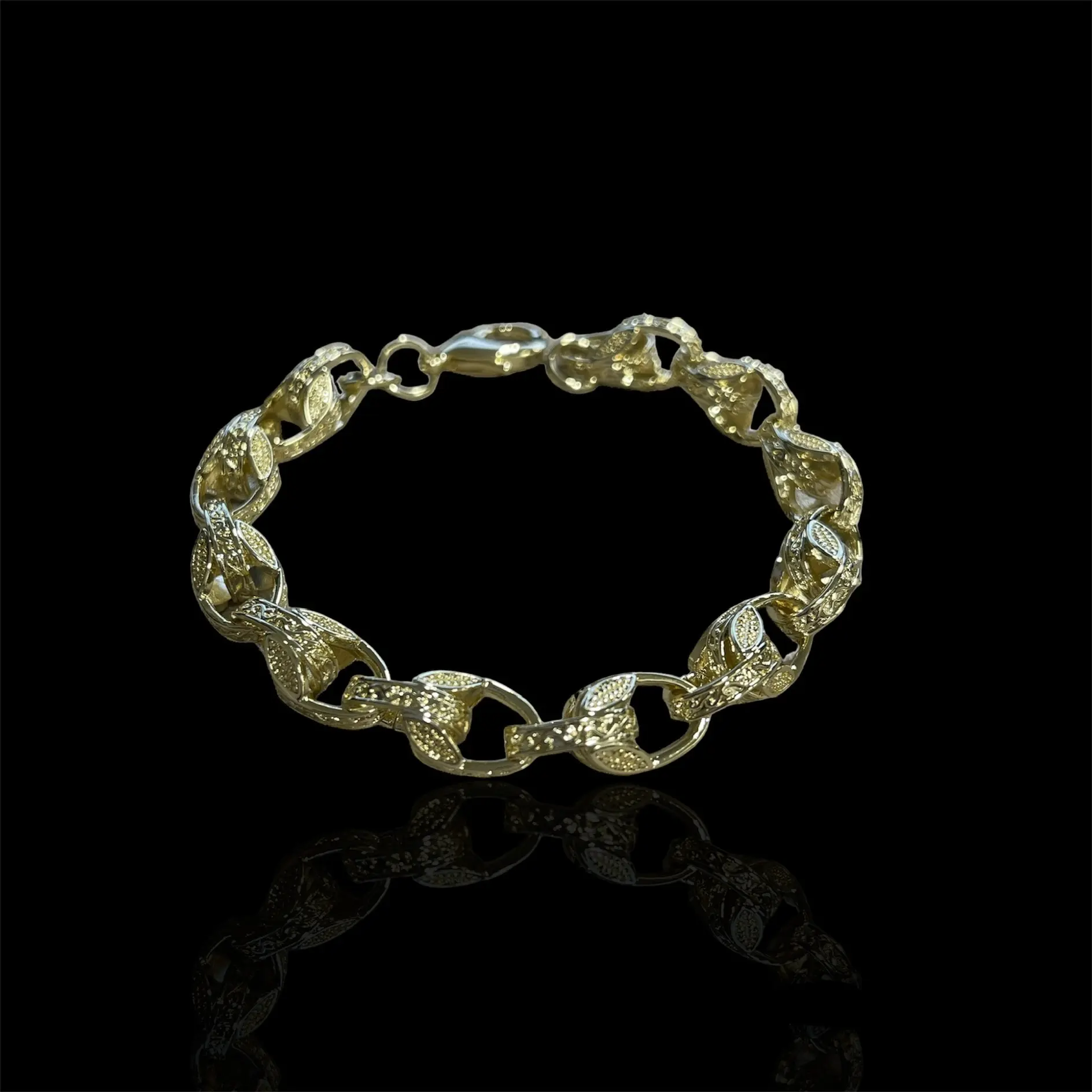 Gold and Silver Tulip Bracelet Gold Plated and Stainless Steel Cuban Belcher chain
