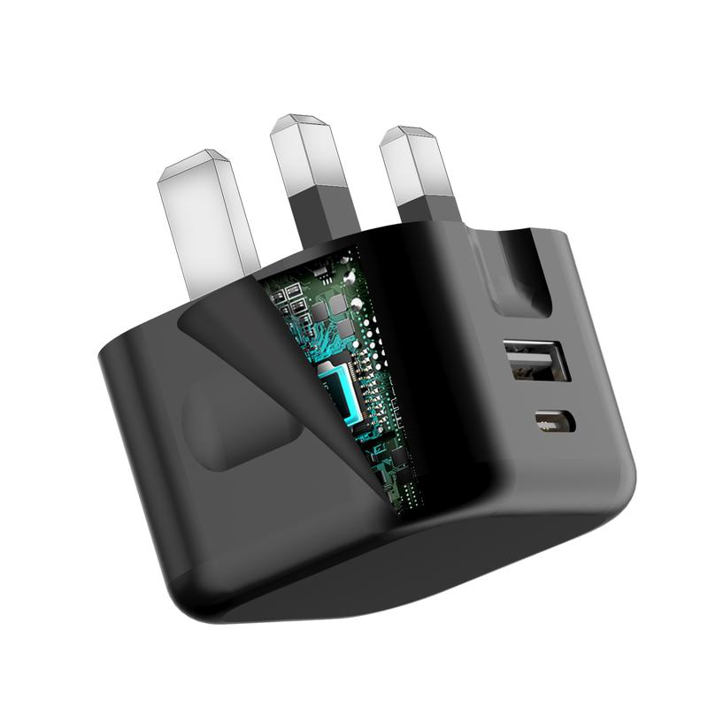 Fast Charger Plug with 20W UK Multiple Wall Charging Multiport Mains Power Adapter for 16/16 Plus/15 Pro Max/14/14 Pro Max/13 Pro Max/12 Mini/SE 2022,iPad, Air Pods Pro,Galaxy S24 Z Fold 6/ Flip 6 Pixel 9a, Dual Ports USB C Mains Adapter (Black) 3