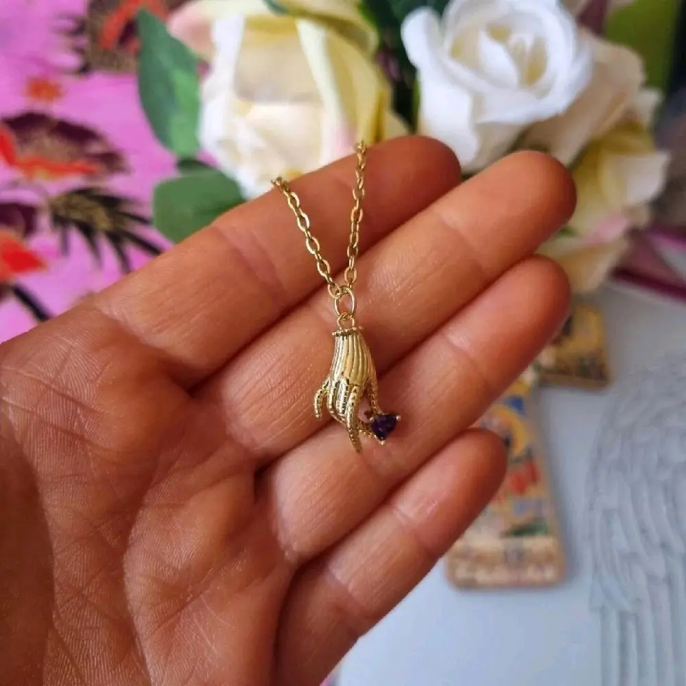 Whimsical Helping Hand Necklace - Boho Gothic Style Gold Necklace for Women