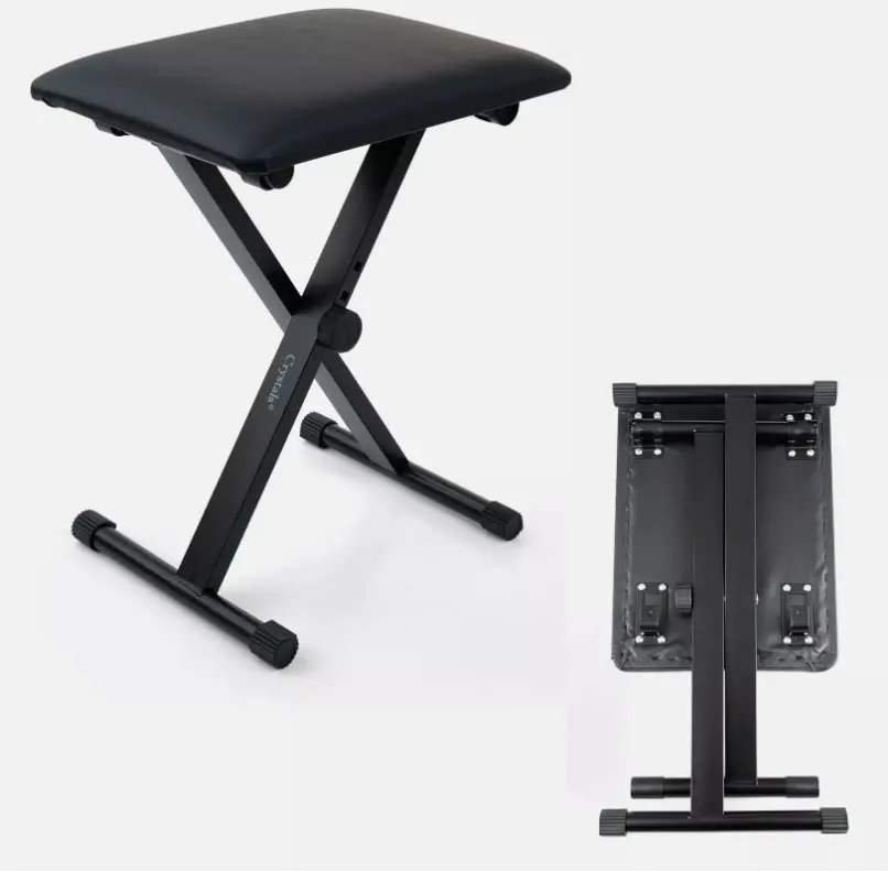 PIANO KEYBOARD STOOL/CHAIR/BENCH BLACK PADDED SEAT CUSHION ADJUSTABLE HEIGHT