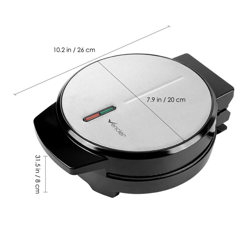 Vencier Round Waffle Maker - Non-Stick Iron Grill with 4 Quarters in Silver 4