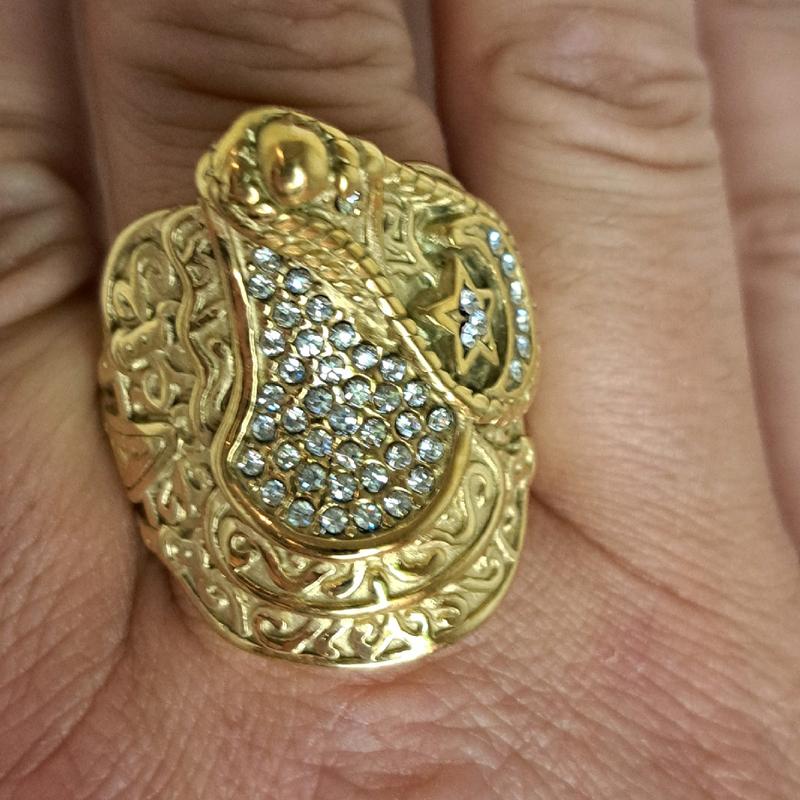 XXL heavy saddle ring. gold plated and stainless Steel. different sizes available. 2