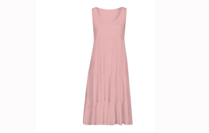 Product Introduction of Women Causual  Sleeveless Ruffles Mini Dress Boho Solid Beach Sundress Oversized Loose Dress  Summer Casual Womenswear Basic Minimalist 7