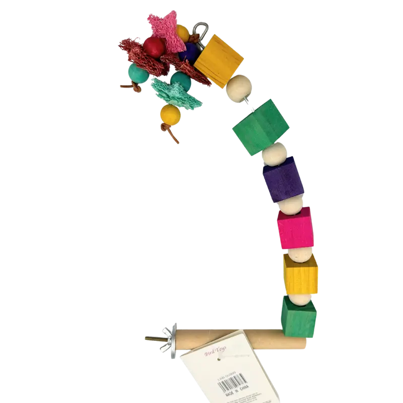 999  Block & Bead Perch Wood Large Parrot Birds Toys Budgie Cockatiel Chew Hanging Swing 5