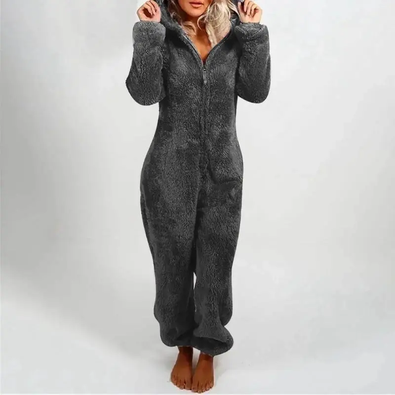 Jumpsuit Women 2024 Autumn Winter New Thickened Hooded Jumpsuit One Pieces Elegant Overalls for Women Full Length for Women Womenswear Underwear 2