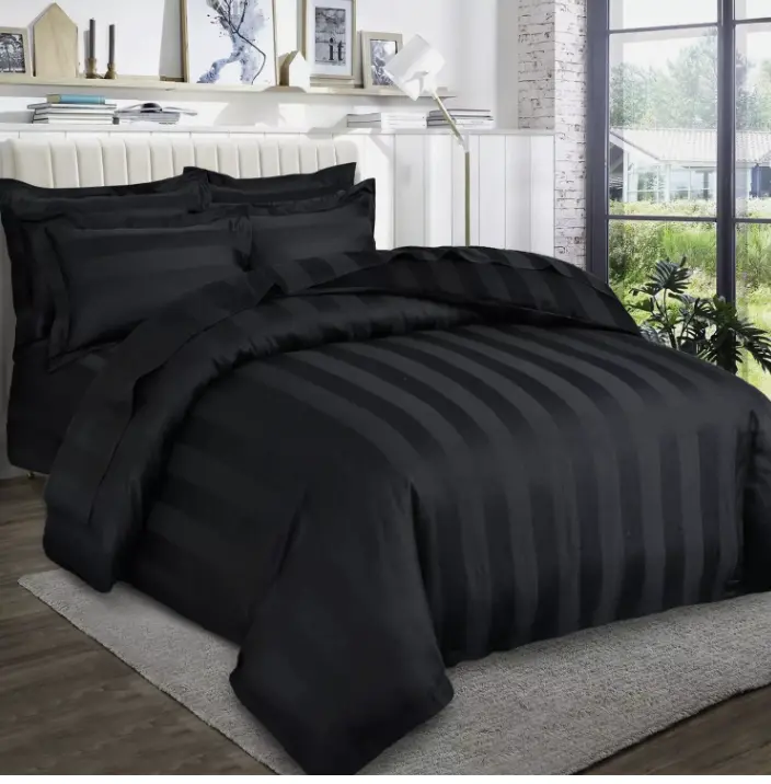 Egyptian Stripe Duvet Quilt Covers Luxury Bedding Set Single Double King Size bright  color