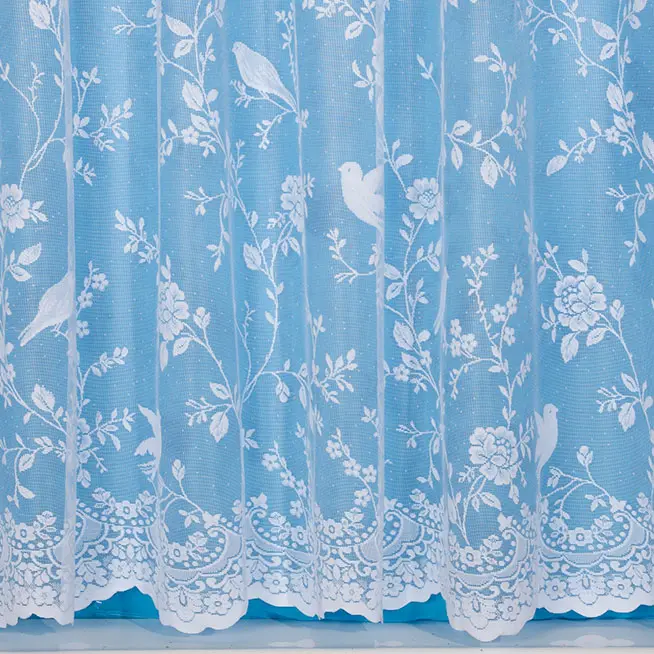 Robyn Bird White Net Curtains With Scalloped Base