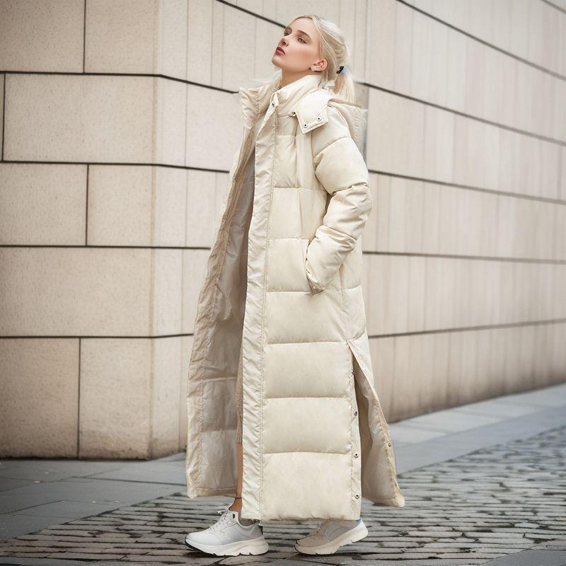 Product Introduction of Over The Knee Long Parkas Coat Female 2024 Winter Fashion Slim-fit Down Cotton Hooded Thick Warm Parkas Coat Winter Jacket Women 15