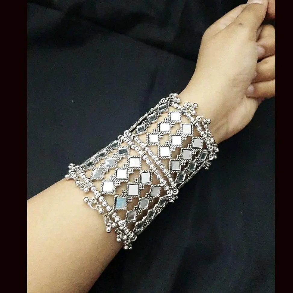 Mirror Bangles Oxidised Kada 2 pes (301)
