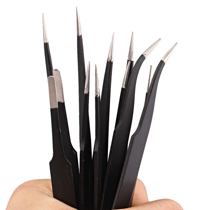 6 x Professional Coated Precision Tweezers Set Stainless Steel Non Magnetic 0