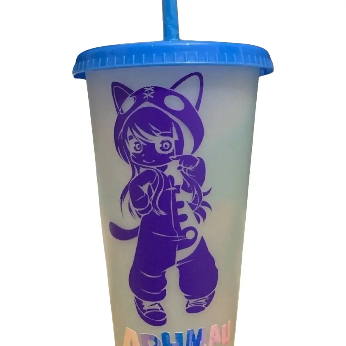 Aphmau colour changing cold cup tumbler with straw and lid meemeow 24oz Personalised
