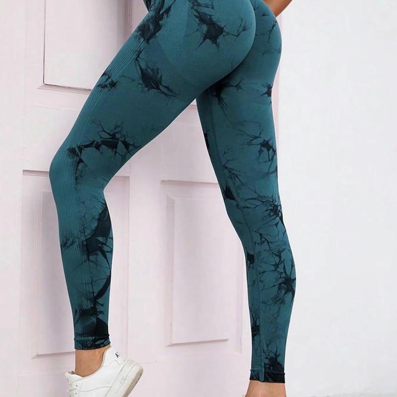 Women's Tie Dye Print High Waist Sports Leggings, Sporty Comfy Breathable Skinny Pants, Ladies Sportswear for All  Seasons 4