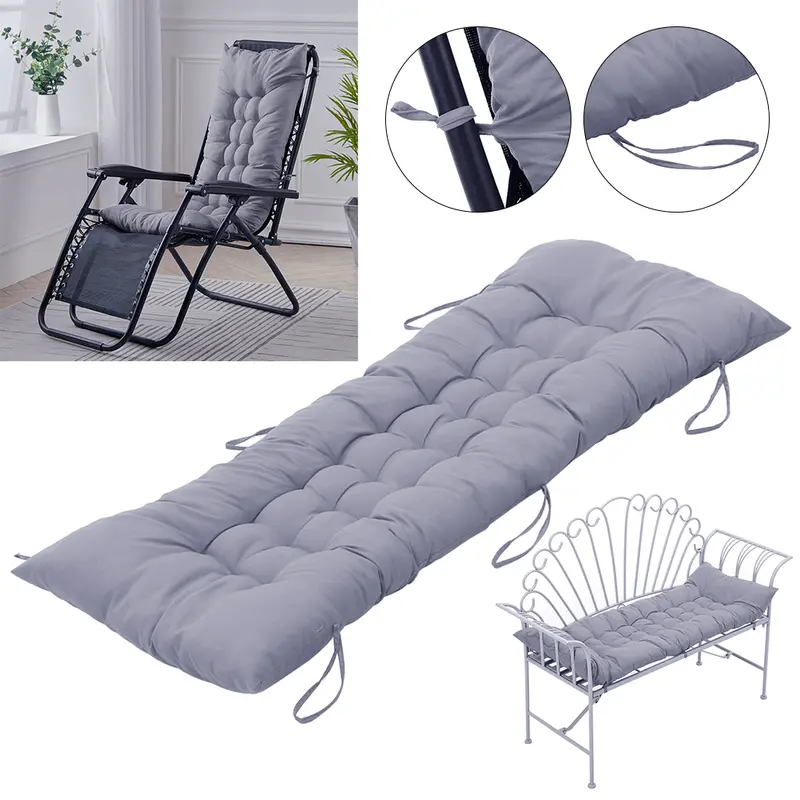 Livingandhome Thick Soft Comfortable Grey/Black/Grey Chaise Lounge Chair Cushion for Outdoor （Cushion Only） 0