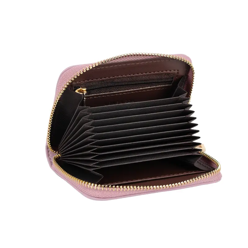 LONG&SONSmall Zip Around Wallet Multi-Slot, Women's RIFD Blocking Small Compact Bifold Leather Pocket Wallet Mini Zipper Purse Card Holder for Women 3