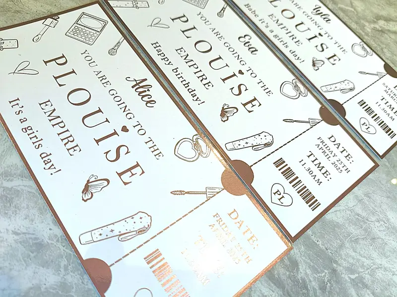 Personalised Foil Empire Ticket, Event Ticket, Surprise Voucher, Make-up Ticket, Pink island cafe ticket, Souvenir Ticket, Memorabilia, West End Ticket 1