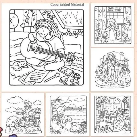 Girl Moments: Coloring Book for Adults and Teens Featuring Cute Cozy Daily Activities for Relaxation (Cozy Spaces Coloring) cozy  coloring book cocow  yo 1