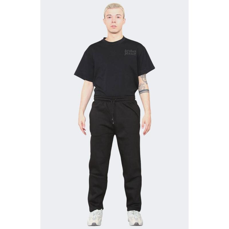 Men's Open Hem Joggers Solid Drawstring Fleece Jogging Bottom Pants 3
