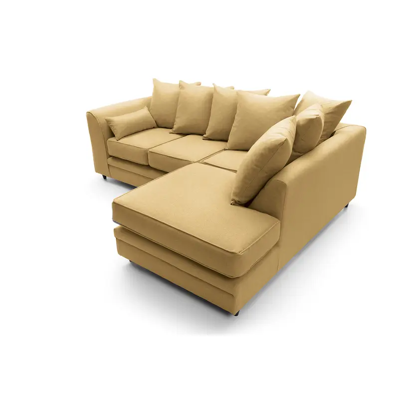 Darcy Corner Sofa Right Facing in Mustard Linen Fabric 4