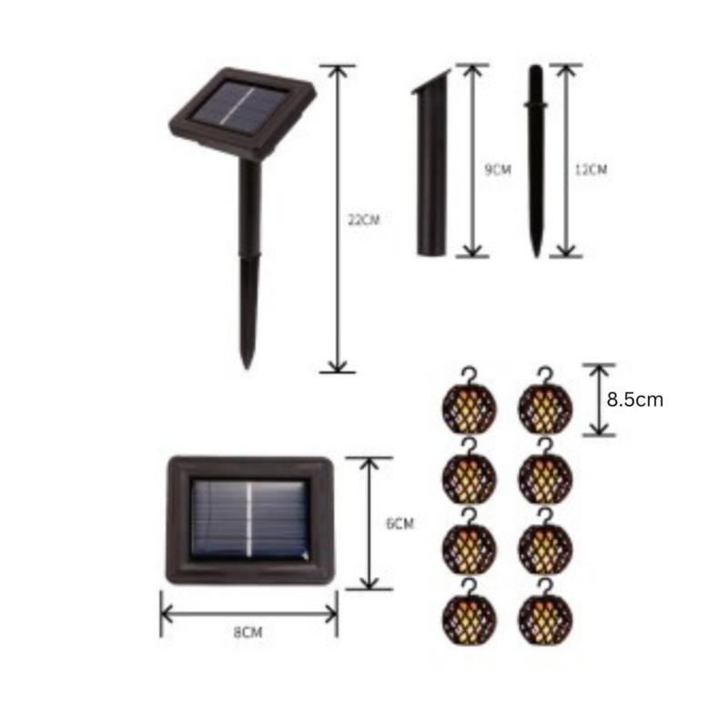 8PC SOLAR FLAME EFFECT LED RATTAN BALL STRING GARDEN LANTERN SOLAR FENCE LIGHT 2